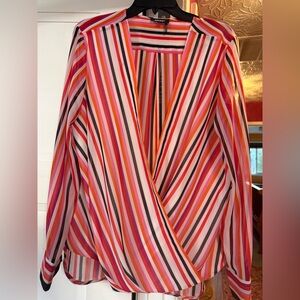 DKNY Vibrant Striped Blouse in Pink and Red. Brand new!